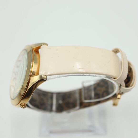 Betsey Johnson Women's Watch 39mm White Dial White Leather Strap w New Battery - Picture 10 of 16